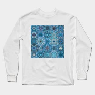Snowflakes Blue Pattern Long Sleeve T-Shirt